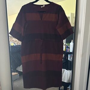 Mata Traders Burgundy and Black Midi Dress